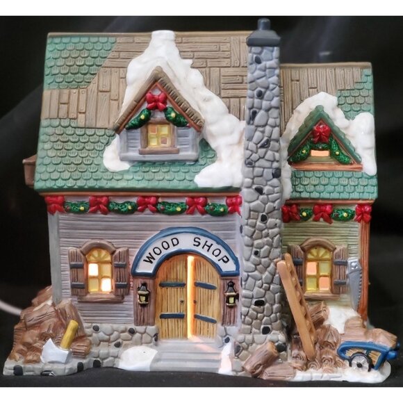 Santa Workbench SAWMILL CREEK WOODSHOP Christmas Village mill building REPAIRED - Picture 2 of 13